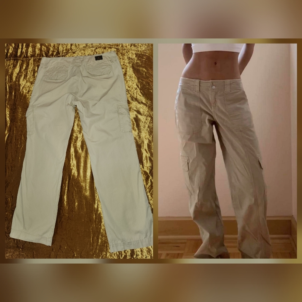 Vintage 1990s Tan Mid Rise Khaki Utility Straight Leg Pant Lucky Brand Dungarees
